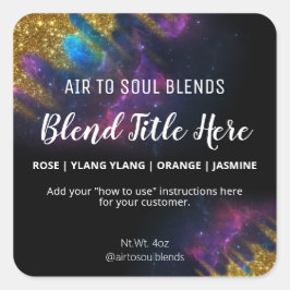 Galaxy Glitter Black Essential Oil Blend Labels Fyrkantigt Klistermärke