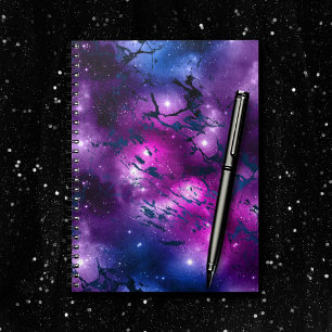 Galaxy Glow   Kosmiblått Lila och Rosa Marble Anteckningsbok