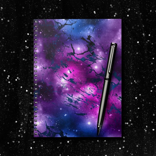 Galaxy Glow | Kosmiblått Lila och Rosa Marble Anteckningsbok (Skapare uppladdad)