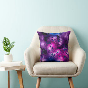Galaxy Glow   Kosmiblått Lila och Rosa Marble Kudde
