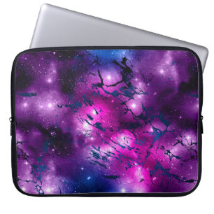 Galaxy Glow Kosmiblått Lila och Rosa Marble Laptop Fodral