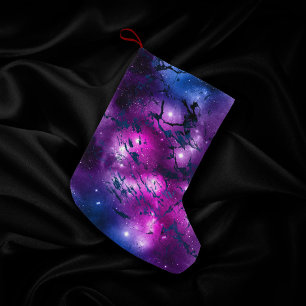Galaxy Glow   Kosmiblått Lila och Rosa Marble Liten Julstrumpa