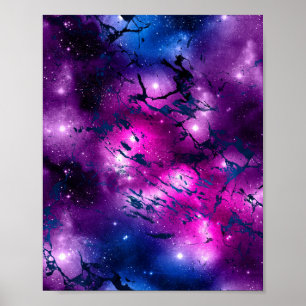 Galaxy Glow Kosmiblått Lila och Rosa Marble Poster