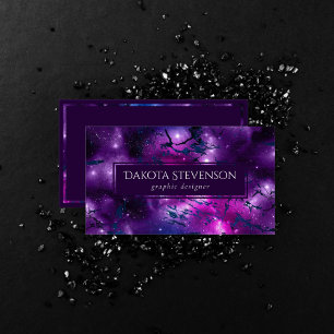 Galaxy Glow   Kosmiblått Lila och Rosa Marble Visitkort
