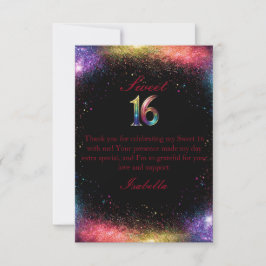Galaxy Glow Sweet 16-inbjudan Tack Kort