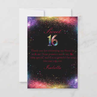 Galaxy Glow Sweet 16-inbjudan Tack Kort
