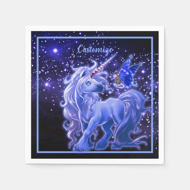 Galaxy Gnistra Blue Unicorn Pappersservett (Framsidan)
