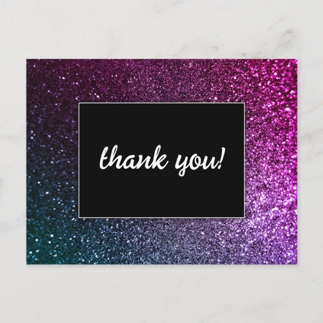 Galaxy Gnistra Glam Chic Modern Bröllop Glitter Vykort (Framsida)