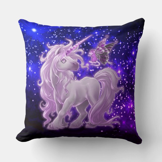 Galaxy Gnistra Rosa Unicorn Kudde (Framsida)