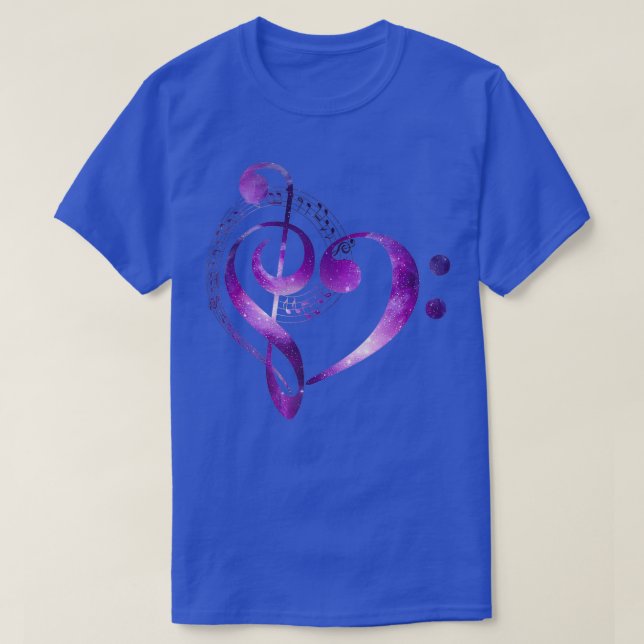 Galaxy Heart Music Treble Clef Bass Clef 2 T Shirt (Design framsida)