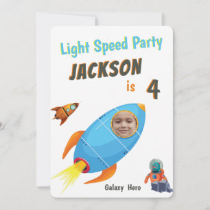Galaxy Hero Astronaut Photo Template Birthday Inbjudningar