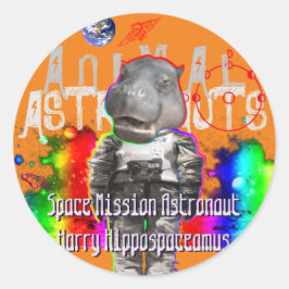Galaxy Hippo Astronaut i rymden Runt Klistermärke