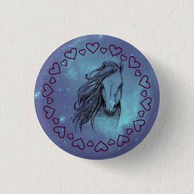 Galaxy Horse & Hearts   Knapp (Framsida)