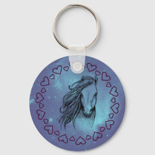 Galaxy Horse & Hearts Nyckelring