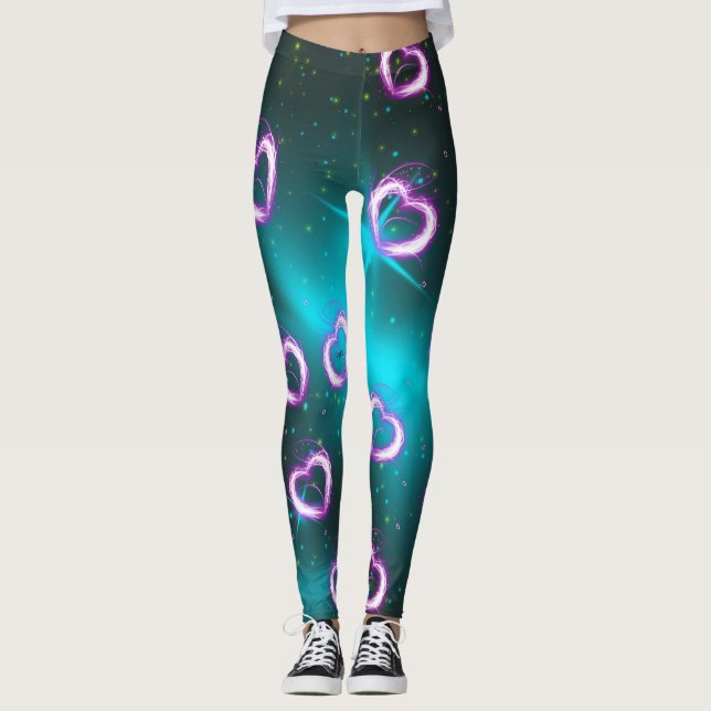 Galaxy i hjärtat leggings (Framsida)