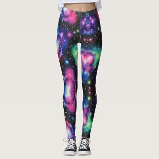 Galaxy i Neon Färg sjölös Mönster Leggings