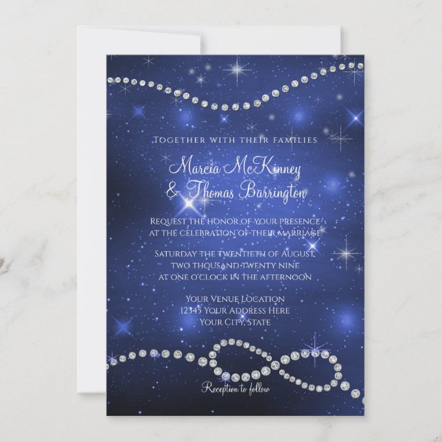 Galaxy Infinity Symbol Navy Kärlek Twinkling Stars Inbjudningar (Framsida)