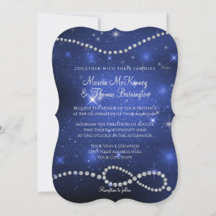 Galaxy Infinity Symbol Navy Kärlek Twinkling Stars Inbjudningar