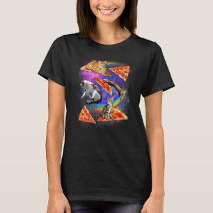 Galaxy Katt I Rymden Katt Ridande Pizza T Shirt