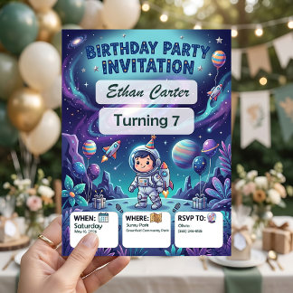 Galaxy Kids Födelsedagsinbjudan Inbjudningar