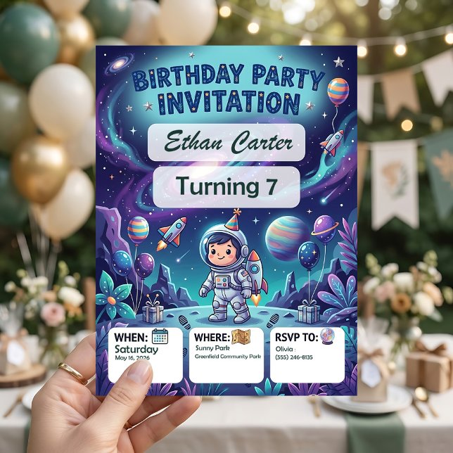 Galaxy Kids Födelsedagsinbjudan Inbjudningar (Skapare uppladdad)