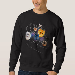 Galaxy Kitten Planets Solar Sol Earth Pluto Cat Un Lång Ärmad Tröja