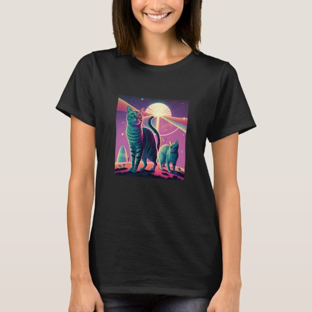 Galaxy Kittens Katt UFO Katt I Rymden  3 T Shirt (Framsida)