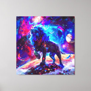 Galaxy Lejon Blue Canvastryck