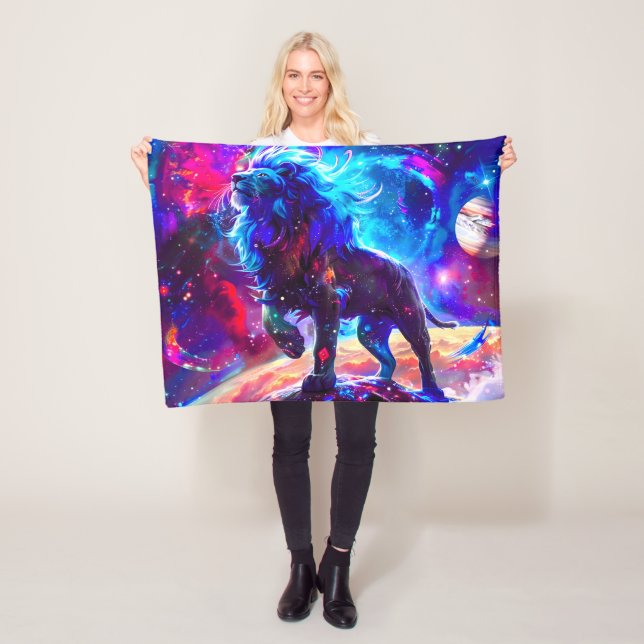 Galaxy Lejon Blue Fleecefilt (På plats)