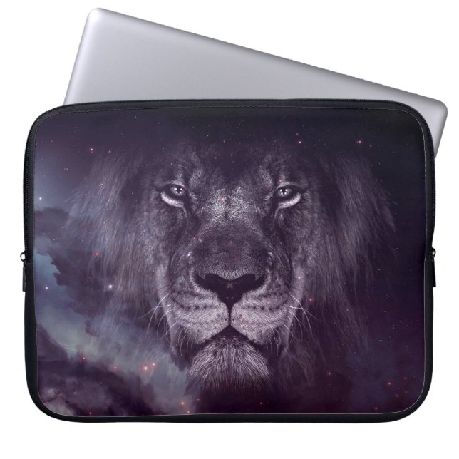 Galaxy Lejonare Ansikte Art Tapet Laptop Fodral (Framsidan)