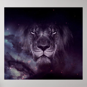 Galaxy Lejonare Ansikte Art Tapet Poster
