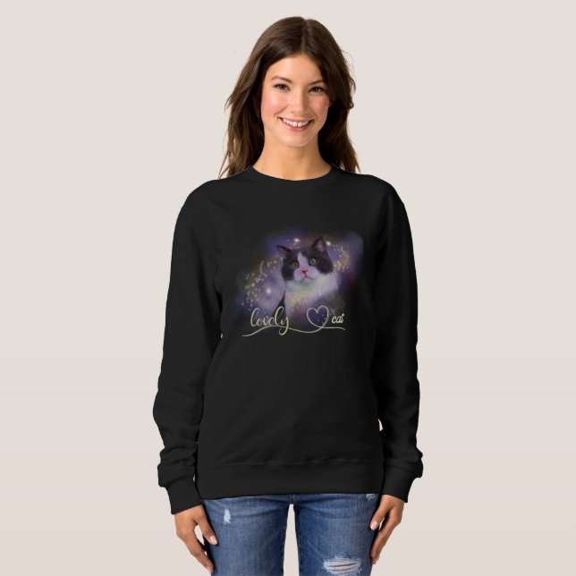 Galaxy Loely Cat T Shirt (Hel framsida)