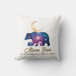 Galaxy Mama Bear & Cubs Moon Silhouette Kudde