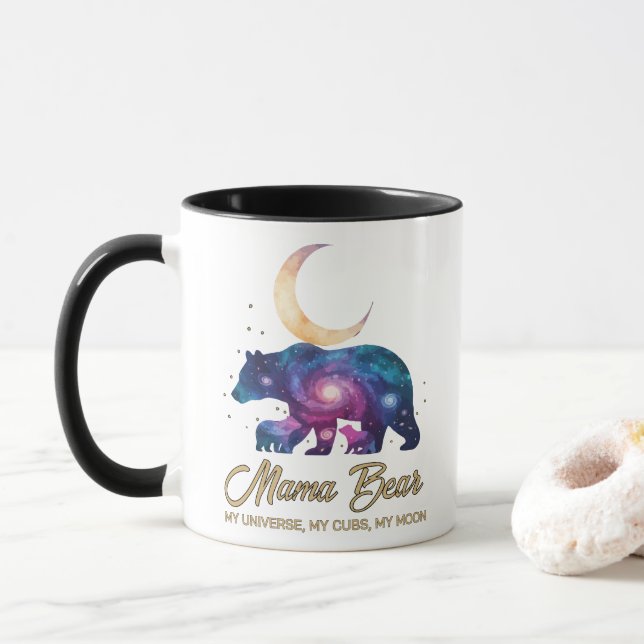 Galaxy Mama Björn & Ungar Moon Silhouette Mugg (Med munk)