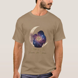 Galaxy Mama & Child Silhouette Moon Art T Shirt