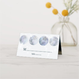 Galaxy Måne Blue Guld Stars Bröllop Placeringskort