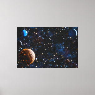 Galaxy med stjärnor och planeter canvastryck
