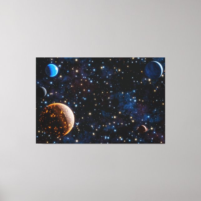 Galaxy med stjärnor och planeter canvastryck (Framsida)