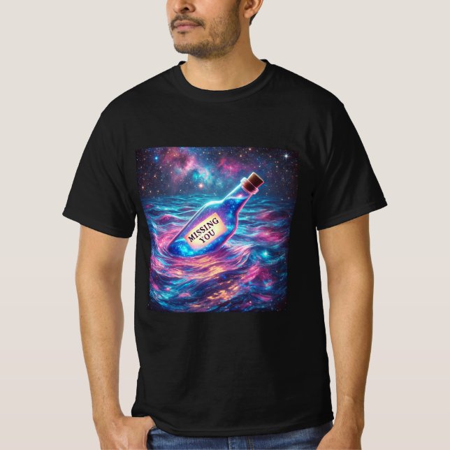 Galaxy Message Flaska Manar tshirt T Shirt (Framsida)