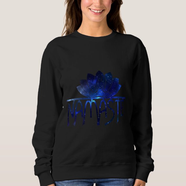 Galaxy Namaste Yoga Lotus Flower T Shirt (Framsida)