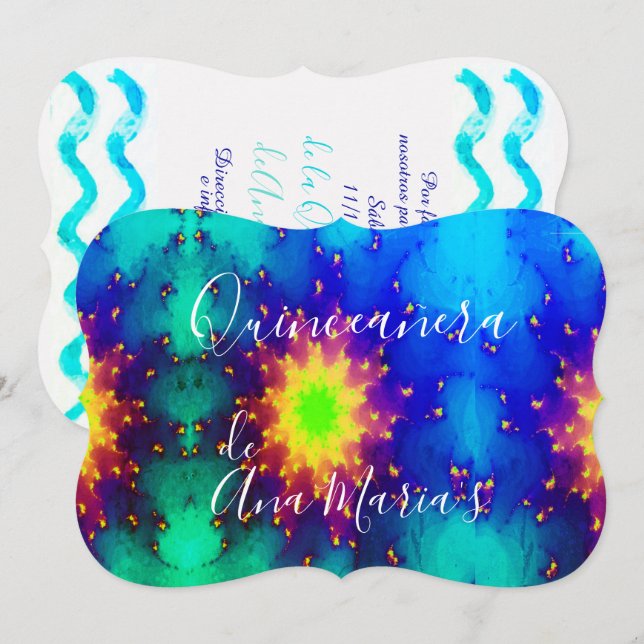 Galaxy Namn Sunburst Supernova Tie-dye-inbjudan Inbjudningar (Fram/baksida)