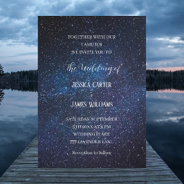 Galaxy Navy Blå himmel Starry Night Bröllop Inbjudningar