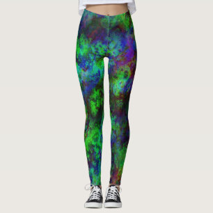 Galaxy Nebula Abstrakt-Grönt i flera färger Leggings