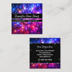 Galaxy Nebula Hetero Rosa Glitter med Gnistrande S Fyrkantigt Visitkort