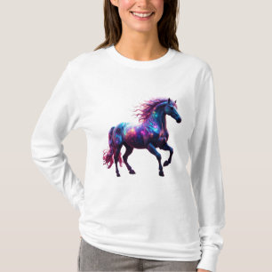 Galaxy Neon Horse Art - Vibrant Space Fantasy T Shirt
