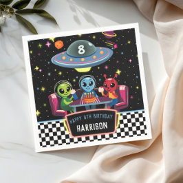 Galaxy Neon Rymd Alien Pojkars Födelsedag Pappersservett
