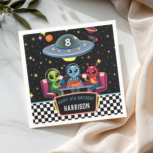 Galaxy Neon Rymd Alien Pojkars Födelsedag Pappersservett