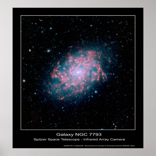 Galaxy NGC 7793 - Spitzer Space Telescope - Infrar Poster (Framsidan)