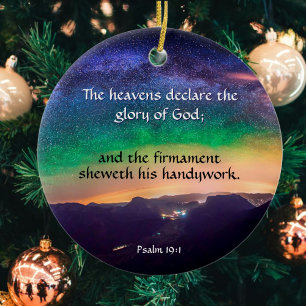 Galaxy Night Himlar Psalm 19 Verse Stars Julgransprydnad Keramik