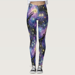 Galaxy Night Himmel Seamless Mönster Leggings